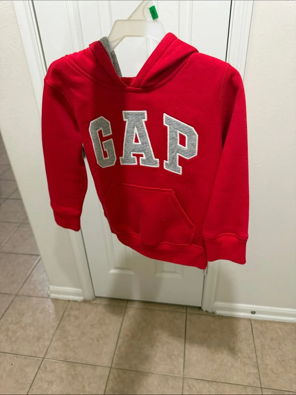 GAP Red Kids Hoodie with Gray Lettering